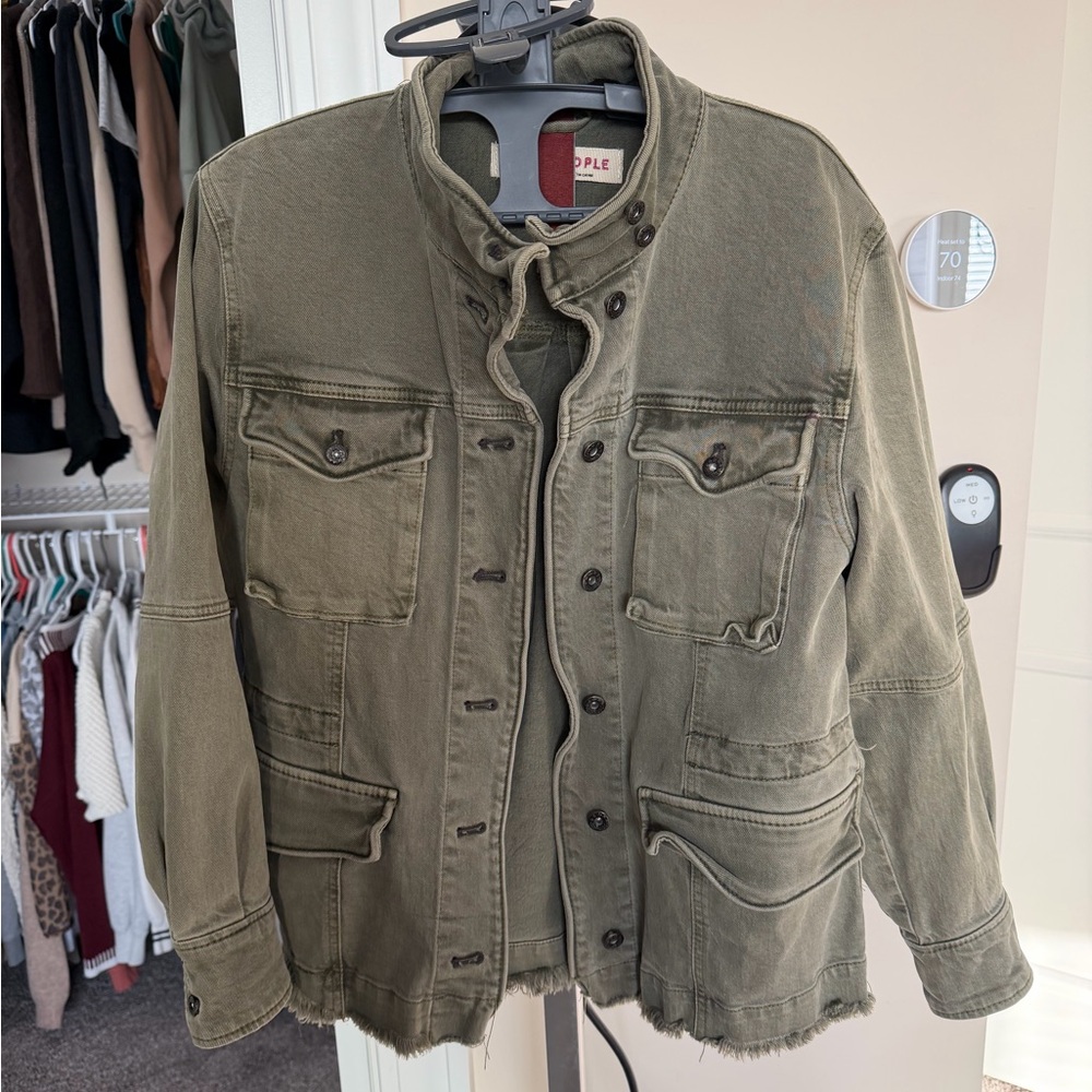 Free People Khaki Military Field Jacket